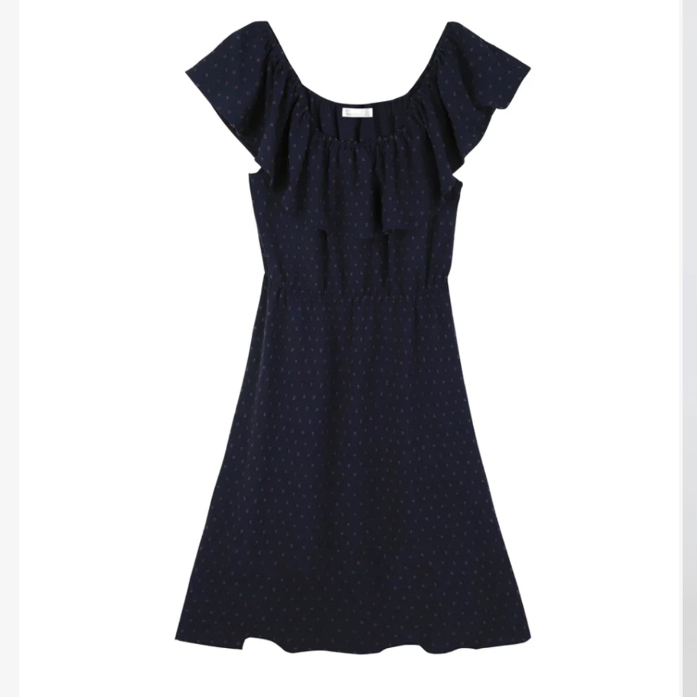 89TH + MADISON RUFFLE OFF THE SHOULDER DRESS